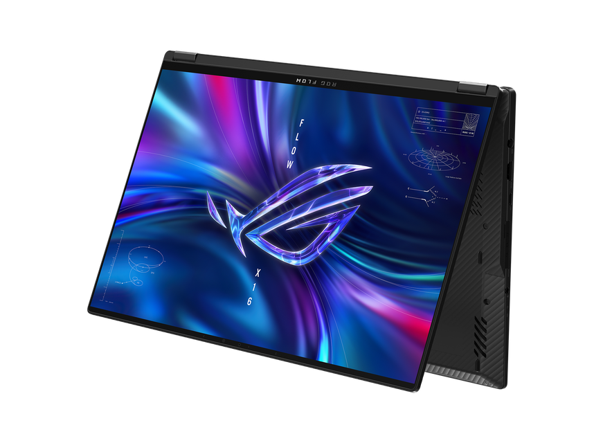 Rog Flow X16 in Tent Mode With Vivid Nebula Hdr Display 